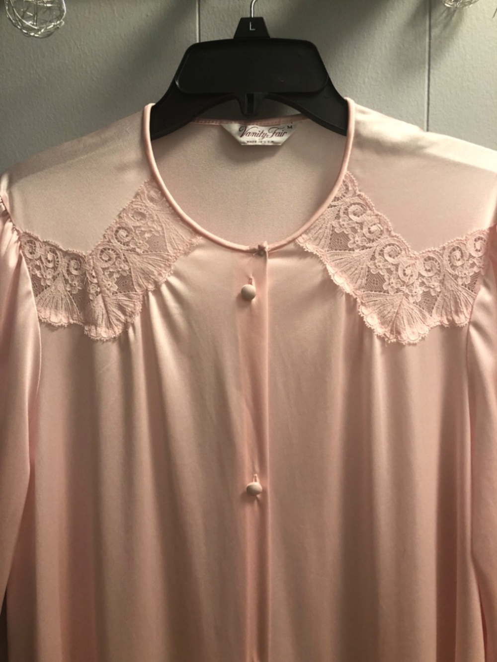 Vintage Vanity Fair Pink Lace Trimmed  Nylon Robe/Dressing Gown size M - Picture 5 of 5